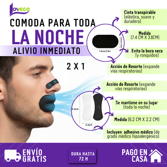PACK SUEÑO PROFUNDO 2 X 1 (30 PARCHES BUCALES NEGRO + 30 TIRAS NASALES NEGRO)