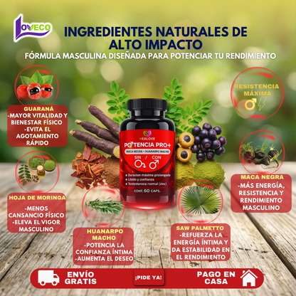POTENCIA PRO PLUS ( CON MACA NEGRA + HUANARCO MACHO)